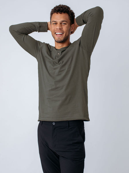 Stone Green Long Sleeve Henley FINAL SALE