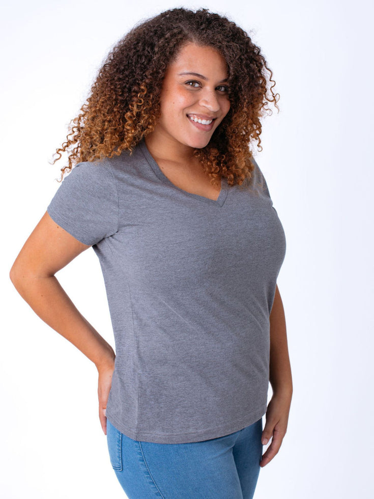 Women's V-Neck in Heather Grey | Fresh Clean Threads