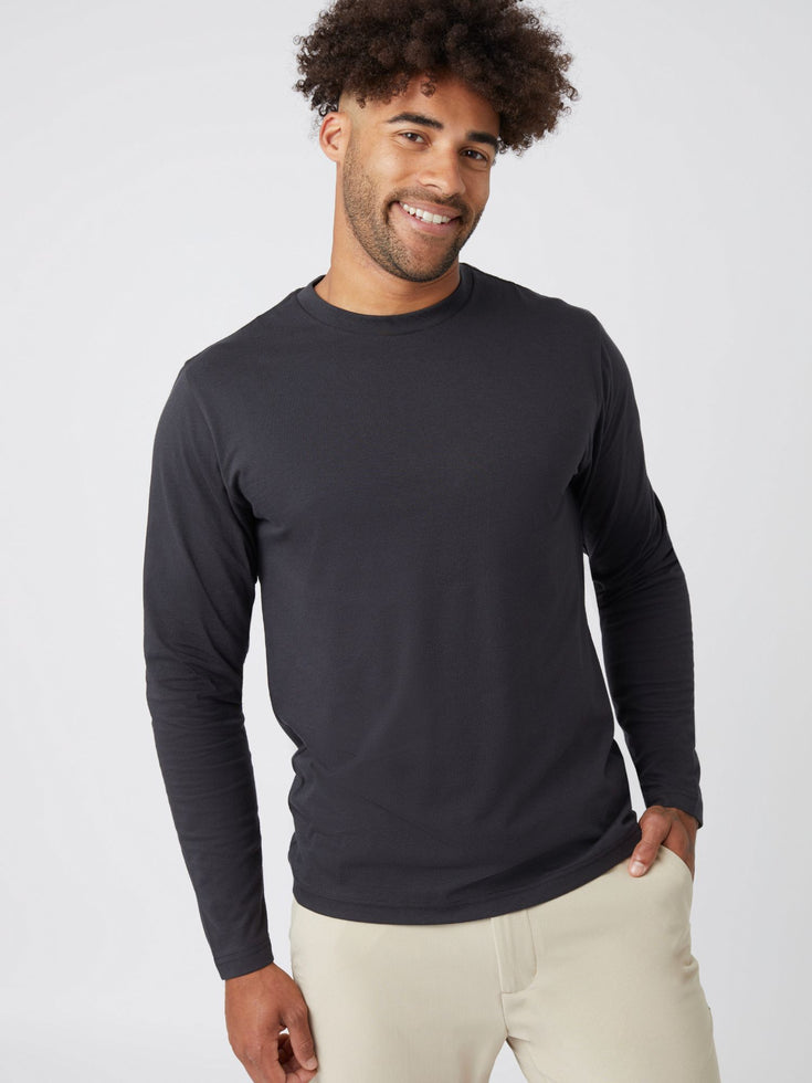 Men's Long Sleeve Crew in Anchor Black | Fresh Clean Threads