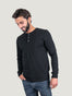 Black Long Sleeve Henley Studio Size Medium | Fresh Clean Threads