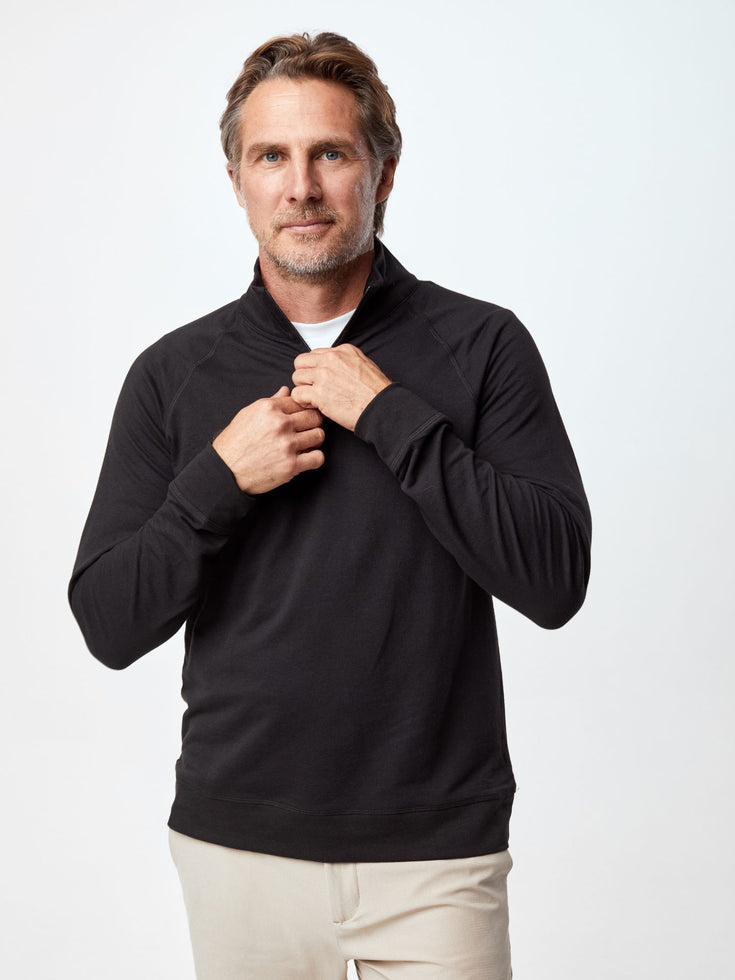 Men's Quarter Zip Pullover | Black | Fresh Clean Threads