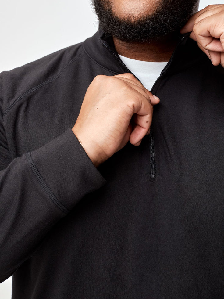 Quarter Zip Long Sleeve in Black | Fresh Clean Threads