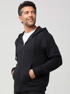 Cozy comfort, effortlessly cool  men's hoodie # Black Zip-Up Hoodie made with Soft, Coxy Fleece