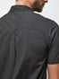 Charcoal Short Sleeve Stretch Button Up | Back Pleat | Fresh Clean Threads