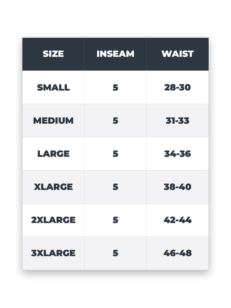 Black Boxer Brief Size Chart | Fresh Clean Threads