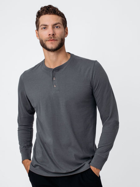 Carbon Grey Long Sleeve Henley FINAL SALE