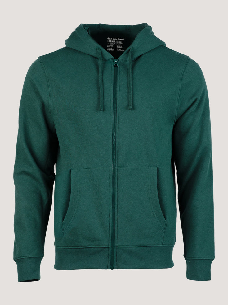 Dark Emerald Zip-Up Hoodie at Fresh Clean Threads