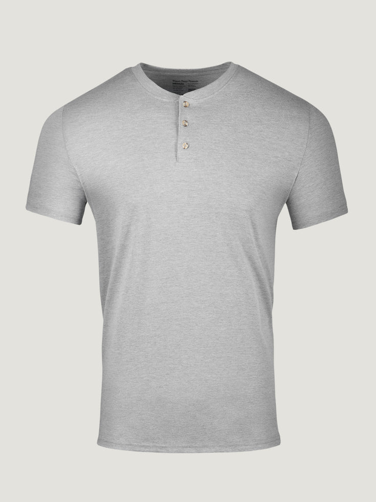 Heather Grey Short Sleeve Henley | Fresh Clean Threads