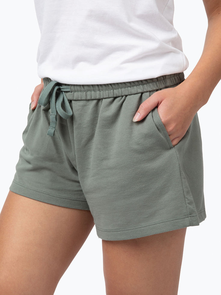 Mercury Green Relaxed Fit Lounge Shorts for Women | Fresh Clean Threads