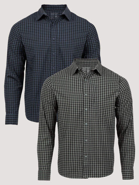 Gingham Long Sleeve Button Up 2-Pack