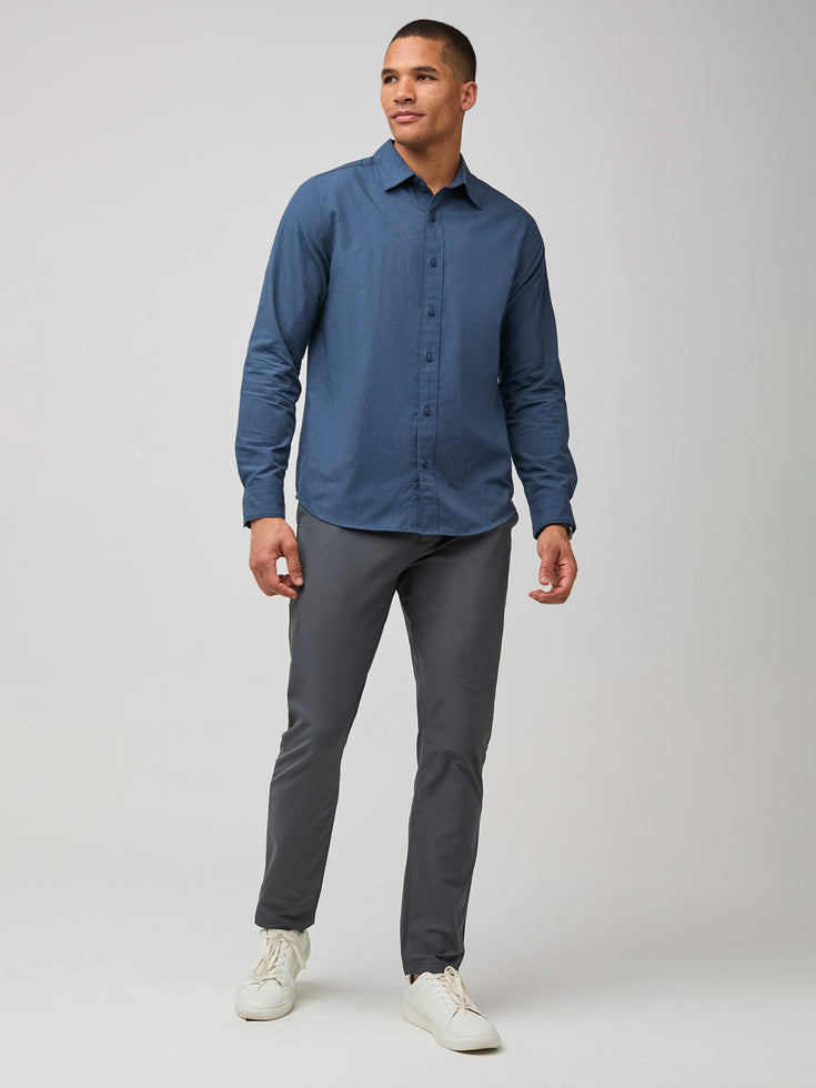 Men's Long Sleeve Button Up in Navy Blue | Fresh Clean Threads