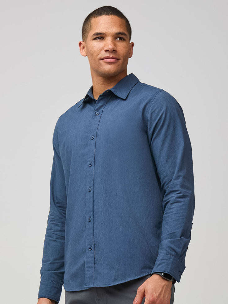 Navy Long Sleeve Button Up at Fresh Clean Threads