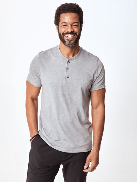 Heather Grey Short Sleeve Henley