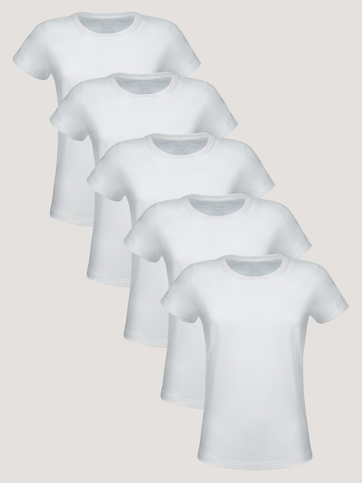 Women's Crew All White 5-Pack | Buy in Bulk for the Best Price at Fresh Clean Threads