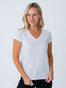 Womens White V-Neck Top | Model Small | Fresh Clean Threads