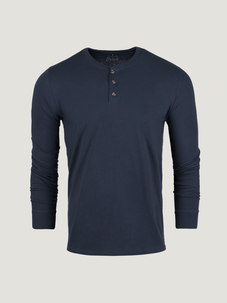 Indigo Blue Long Sleeve Henley FINAL SALE