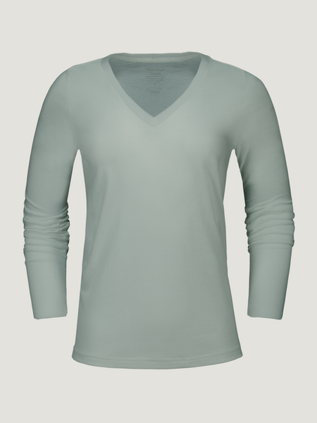 Women's Vintage Green Long Sleeve V-Neck FINAL SALE