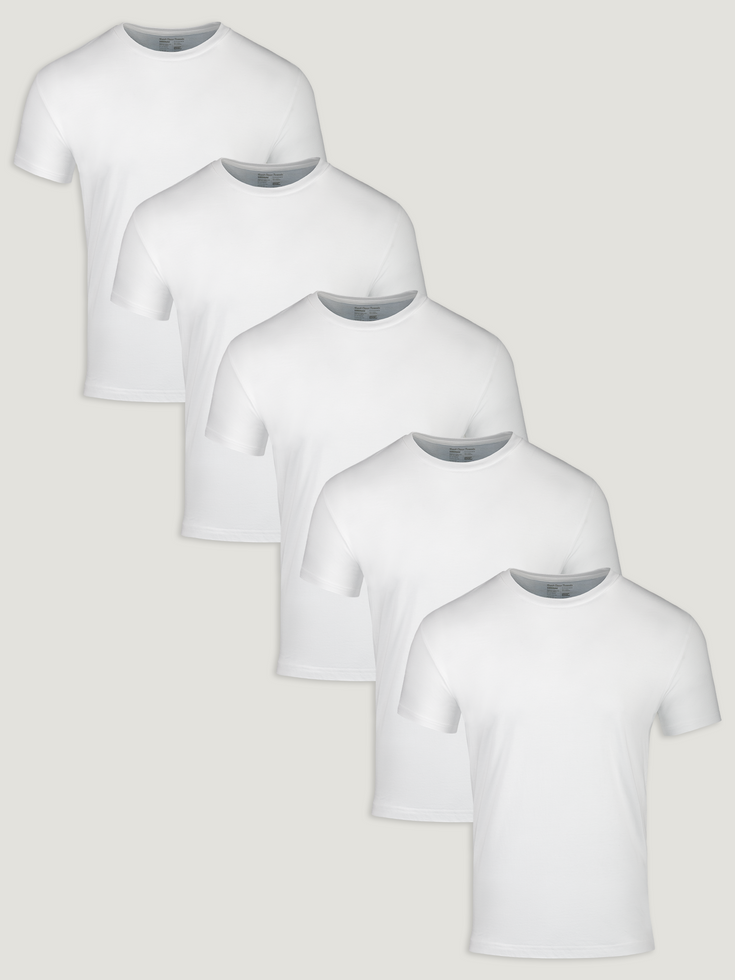 All White 5-Pack Crew Neck T-shirts | Fresh Clean Threads