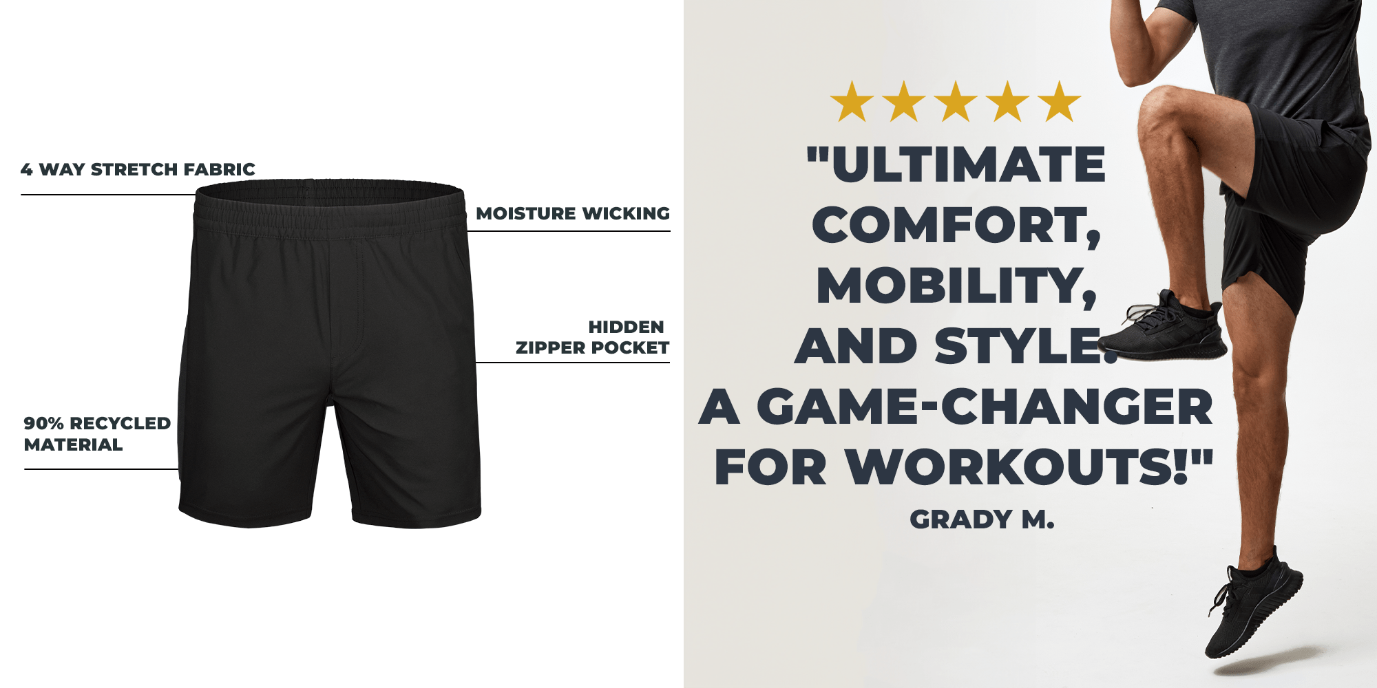 Stretch Performance Shorts for Men | Fresh Clean Threads