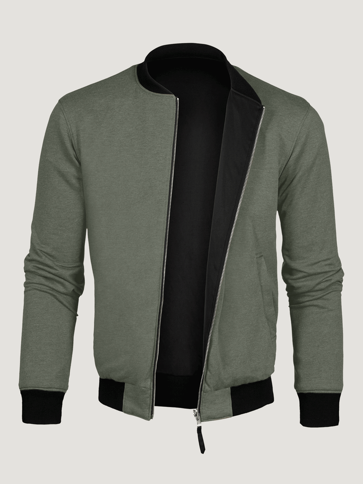 Reversible Men's Mercury Green + Black Bomber Jackets | Fresh Clean Threads